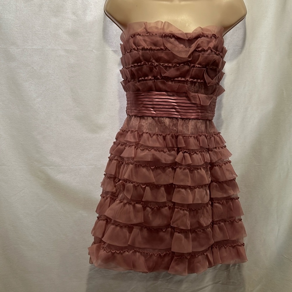 BCBG pretty in pink strapless mini gown